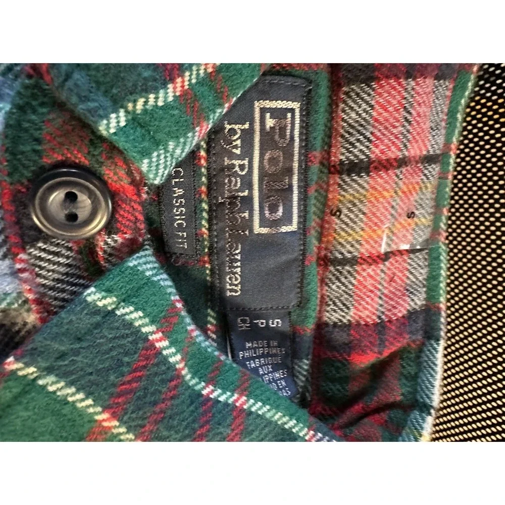 Polo Ralph Lauren Men's SM Classic Fit Green/Red/Yellow Plaid Flannel Shirt W1